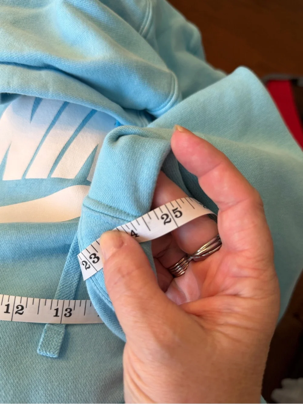 Nike Men's Light Blue Pullover Hoodie with White Logo